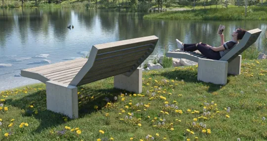 Liegen mit Betonfüßen für Parkanlagen