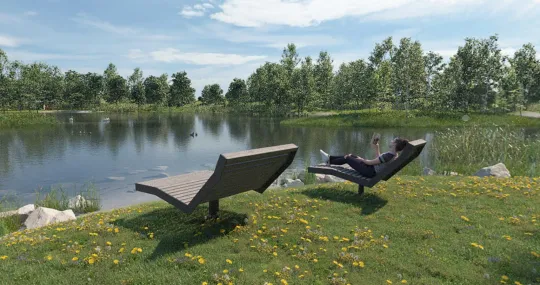 Drehbare Liege im virtuellen Park am See von RUNGE