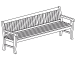 Parkbank 070C als 5-Sitzer mit Rückenlehne und Armlehne von Runge