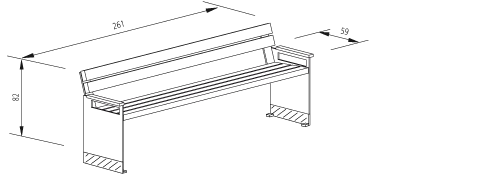 Parkbank Binga Accoya mit Armlehnen und Sitzneigung